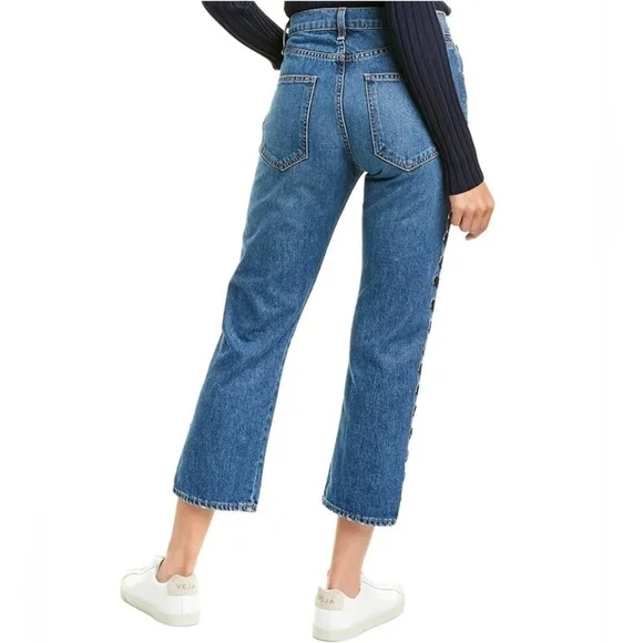 𝅺veronica Beard High Rise Ines Girlfriend Lace Up Jeans Size 25 NWT - Picture 15 of 15